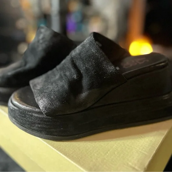A.S.98 Rafe Wedge Suede Black Slide Sandals. NWOT🌻 Size 37 - Picture 5 of 11